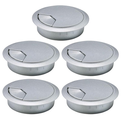5 Pcs Desk Grommet 2-3/8" / 60 mm, Desk Cord Hole Cover, Cable Grommet ABS Plastic, Desk Hole Grommet for Home & Office Pc, Detachable Adjustable Cable Cord Organizer-Silvery