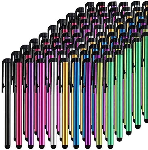 Stylus Pens for Touch Screens, 100 Pieces Universal Colorful Long Metal Stylists Pack for iPad, iPhone, Android, Galaxy, Chrome Book, Tablets, Assorted Colors All Devices - 4"