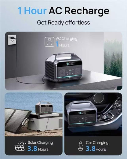 Solar Generator 600W (1200W Peak), Portable Power Station with 100W Solar Panel, 576Wh LFP Battery with AC & DC Outlets, 1.5Hour Fast Charging for Home & Emergency, Hurricane, CPAP