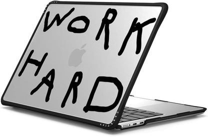 CASETiFY Impact MacBook Air 13.6" (M2-M4) Case [Cushioned Impact Corners/Scratch-Resistant/Anti-Slip Grip] - Work Hard Black - Clear Black