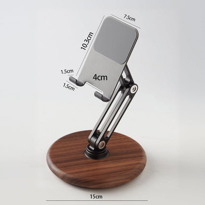 iPhone Stand for Desk, Phone Stand Adjustable Foldable, Cell Phone Holder 360 ° Rotation, Compatible with iPhone 16 15 14 13 12 11 Pro Xs Xs Samsung Galaxy Tablets All Phones, Walnut