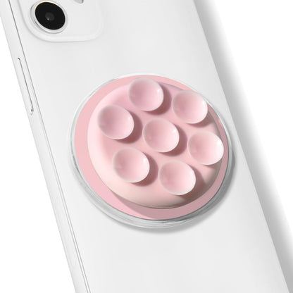 Magnetic Silicone Suction Cup Phone Mount with Hands-Free Stand - Perfect for Selfies, Videos, Durable, Secure Grip, One-Touch Holding, Lightweight, Sleek Design (Pink)