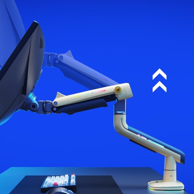 Gaming Monitor Arm for Flat/Ultrawide/Curved Monitors 32 to 60 inch, Heavy Duty Monitor Stand Load up to 20 kg, VESA 75/100 mm Mount (Lava Yellow)