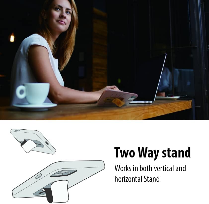 Momostick Flatstick, Cell Phone Finger Grip Strap Holder for Hand, Cell Phone Stand, New Slim Finger Loop Selfie Grip Compatible with Most Smartphones