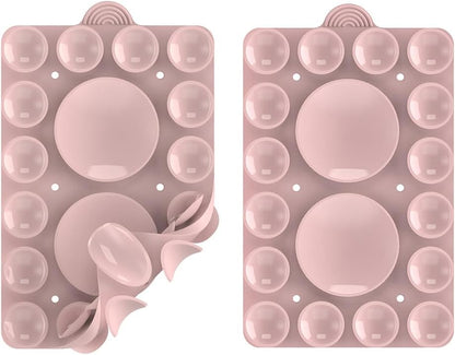 Silicone Suction Phone Holder Mount,Silicon Adhesive Phone Accessory for iPhone and Android, Hands-Free Mirror Shower Phone Holder,TikTok Videos and Selfies (Light Pink 2Pack, Double Sided)