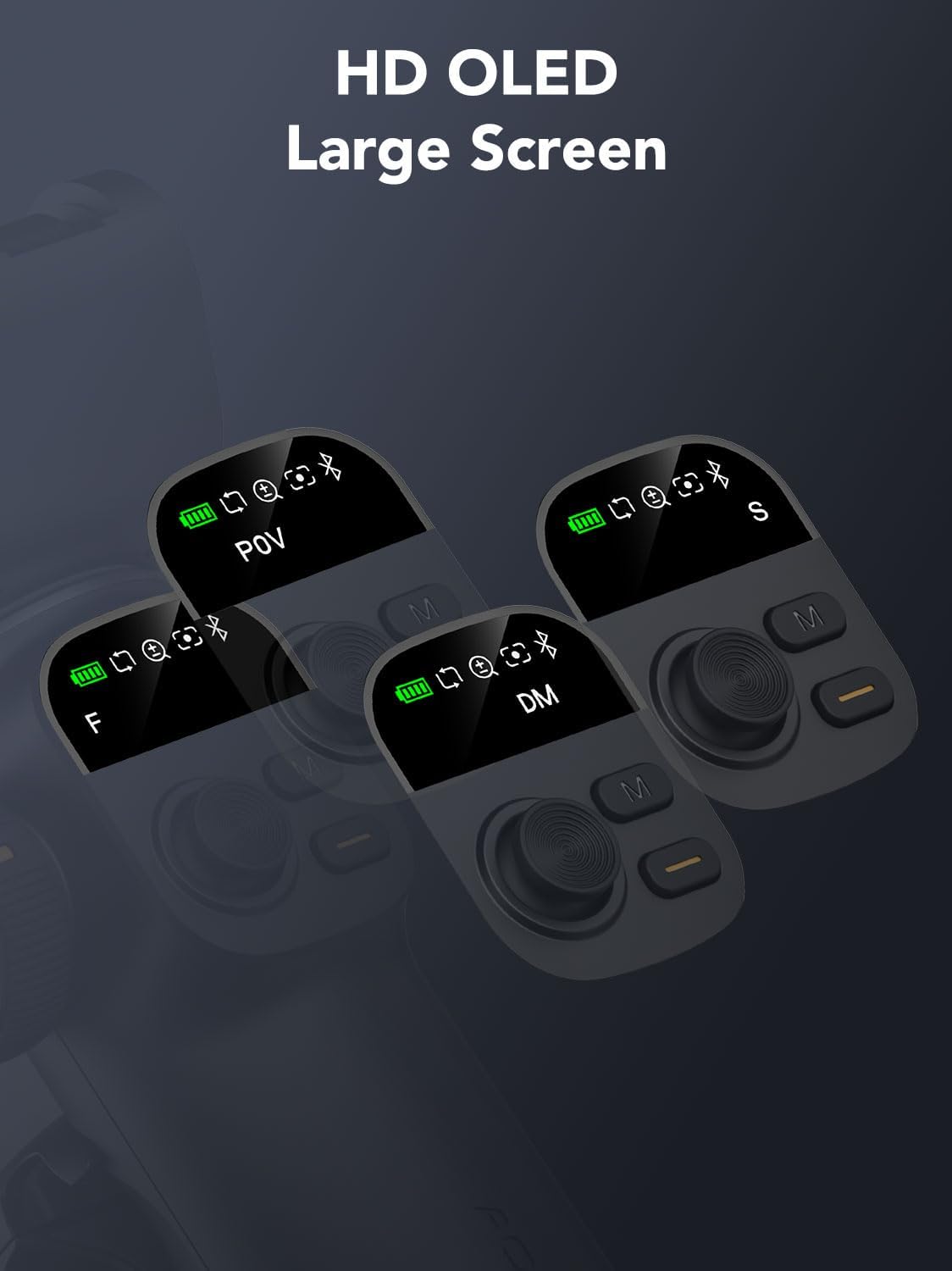 Gimbal Stabilizer for Smartphone,NO APP Tracking,20CM Extension Rod,Face & Object Tracking stabilizer for iPhone & Android,3-Axis OLED Gimbal for Video Recording-AOCHUAN Smart X2AI Black