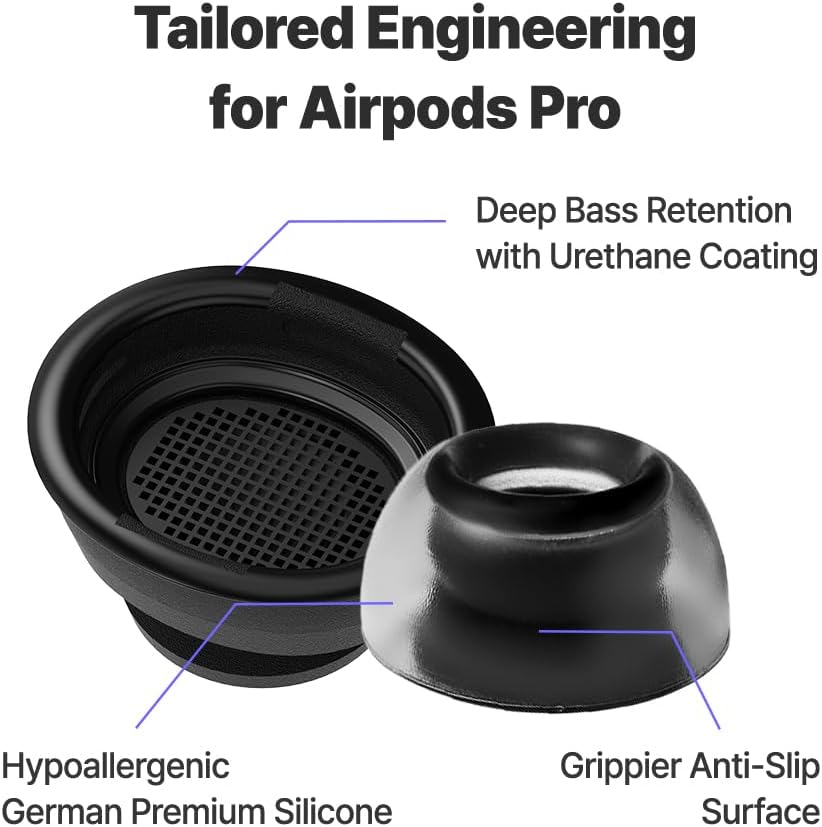 AZLA Crystal for Airpods Pro 1st & 2nd Gen (2-Pair, SS) – Airpod Pro Ear Tip Replacement – Airpod Pro Tips with Premium Silicone