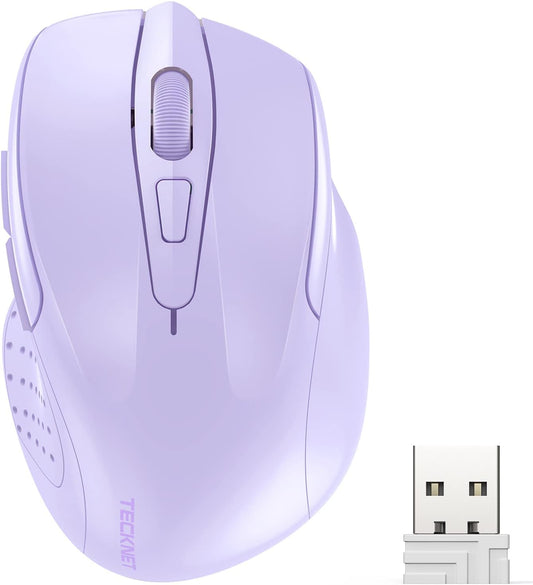 TECKNET Wireless Mouse, 2.4G Ergonomic Optical Mouse, Computer Mouse for Laptop, PC, Computer, Chromebook, Notebook, 6 Buttons, 24 Months Battery Life, 4000 DPI, 6 Adjustment Levels