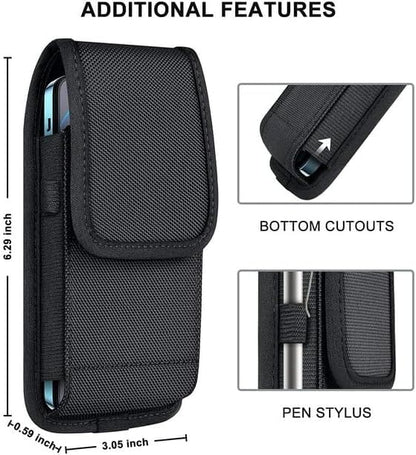 Cell Phone Holster for iPhone SE iPhone 8 7 6s Case with Belt Clip Phone Belt Holder for Men Women Pouch Carrying Cover (Fits Phone iPhone SE, 8 7 6s with Otterbox Case on) Black Nylon, Small