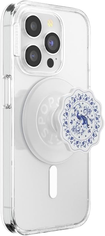 PopSockets Phone Grip for MagSafe with Kickstand, Magnetic Stand, Swappable Top, Secure Hold for iPhone MagSafe Cases, Phone & Tablet Grip - Peacock Saucer