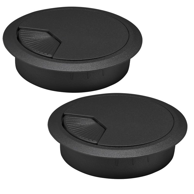 5 Pcs Desk Grommet 3-1/8" / 80 mm, Desk Cord Hole Cover, Cable Grommet ABS Plastic, Desk Hole Grommet for Home & Office Pc, Detachable Adjustable Cable Cord Organizer-Black