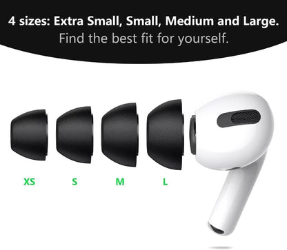 Lanwow Premium Memory Foam Tips for AirPods Pro & AirPods Pro 2nd Generation. No Silicone Eartips Pain. Anti-Slip Eartips. Fit in The Charging Case, 3 Pairs (Small, Black)