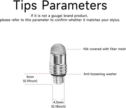 Mesh Fiber Stylus Pen Replacement Tips (20 Pcs) for Capacitive Touch Screen, High Sensitivity, Soft, No Scratch, Slow wear, Smartphone,Tablet Stylus Fibre Nibs