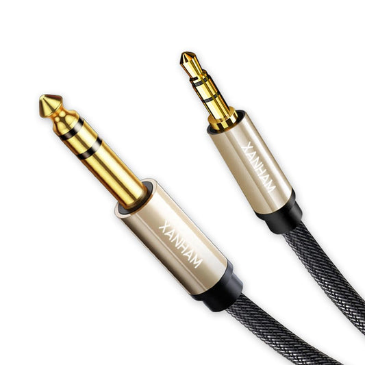 3.5mm to 1/4 Stereo Audio Cable 10 Feet /3M, 1/8" to 6.35mm 1/4" TRS Male Aux Cord Double Shielded with Braiding for Guitar, Amplifiers, PC, Home Theater, Speaker, etc.