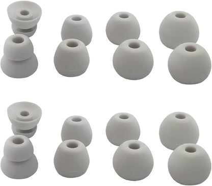Silicone Earbuds Tips for Powerbeats Pro, Powerbeats 4 & 2 & 3 Beats Flex Replacement Eartips 8 Pairs L/M/S Double Flange Rubber Powerbeats Ear Tips Gray White