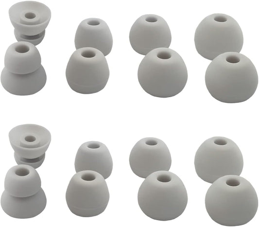 Silicone Earbuds Tips for Powerbeats Pro, Powerbeats 4 & 2 & 3 Beats Flex Replacement Eartips 8 Pairs L/M/S Double Flange Rubber Powerbeats Ear Tips Gray White