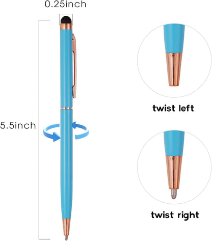 15 Pack Stylus Pens for Touch Screens Stylus Pen Compatible with Phone Tablets Kindle and Black Ink Ballpoint Pens-2 in 1 Stylists Pens (8005 Rose Gold B)
