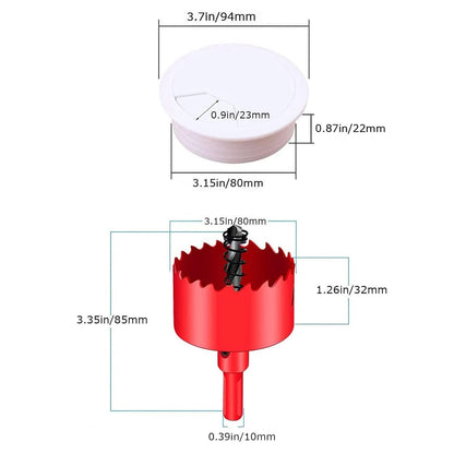 TuTuYa 6PCS Desk Grommet, 3-1/6inch (80mm) White Desk Cable Hole Covers, Ideal for Office and Home Table Cable
