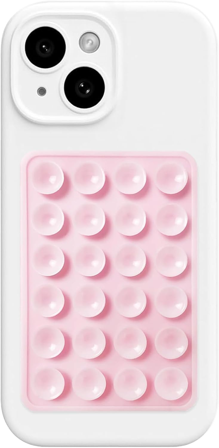 AZXYI Silicone Suction Phone Case Mount, Silicon Adhesive Suction Cup Phone Mount, Non Slip Sticky Phone Grip for Cellphone, Strong Grip Holder for Selfies and Videos (Light Pink)