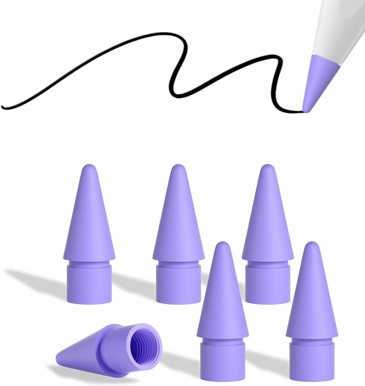 Replacement Pencil Tips for Apple Pencil Pro, Pen Tips for Apple Pencil 2nd Gen/1st Gen/USB-C, Wear-Resisting Pencil Nibs with Storage Box, Pen Nibs Set Compatible with Apple Pen (6 Pack, Purple)