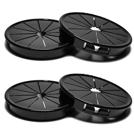 4PCS Cable Grommets, 2-5/8"(70mm) Desk Hole Cover Petal Shaped Buckle Type Nylon Snap Bushing Grommet, Wire Hole Cover Insert for Cables and Cords Management and Protection of Cabinet, Black