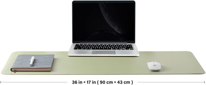 Cork Desk Mat - Dual-Sided Desk Pad for Office and Home - Desk Organization and Accessories - Ideal for Large Mouse Pad and Desk Mats on Top of Desks(Light Green,36"x 17")