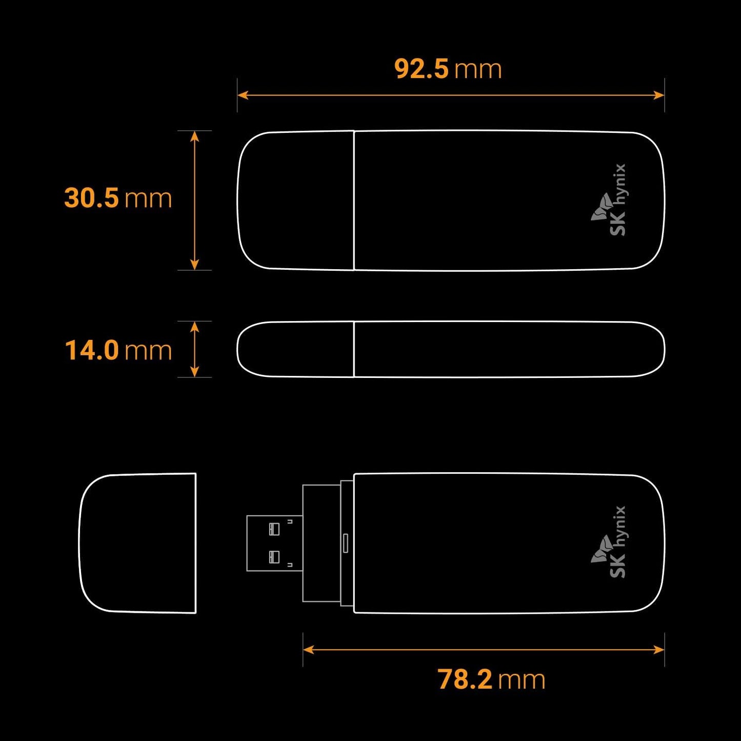 SK hynix Tube T31 512GB Stick Type SSD with DRAM | up to 1000MB/s | 10 Gbps | USB-A 3.2 Gen2 | External Solid State Flash Drive Compatible with Mac, Window PC, PS4, PS5 & Xbox