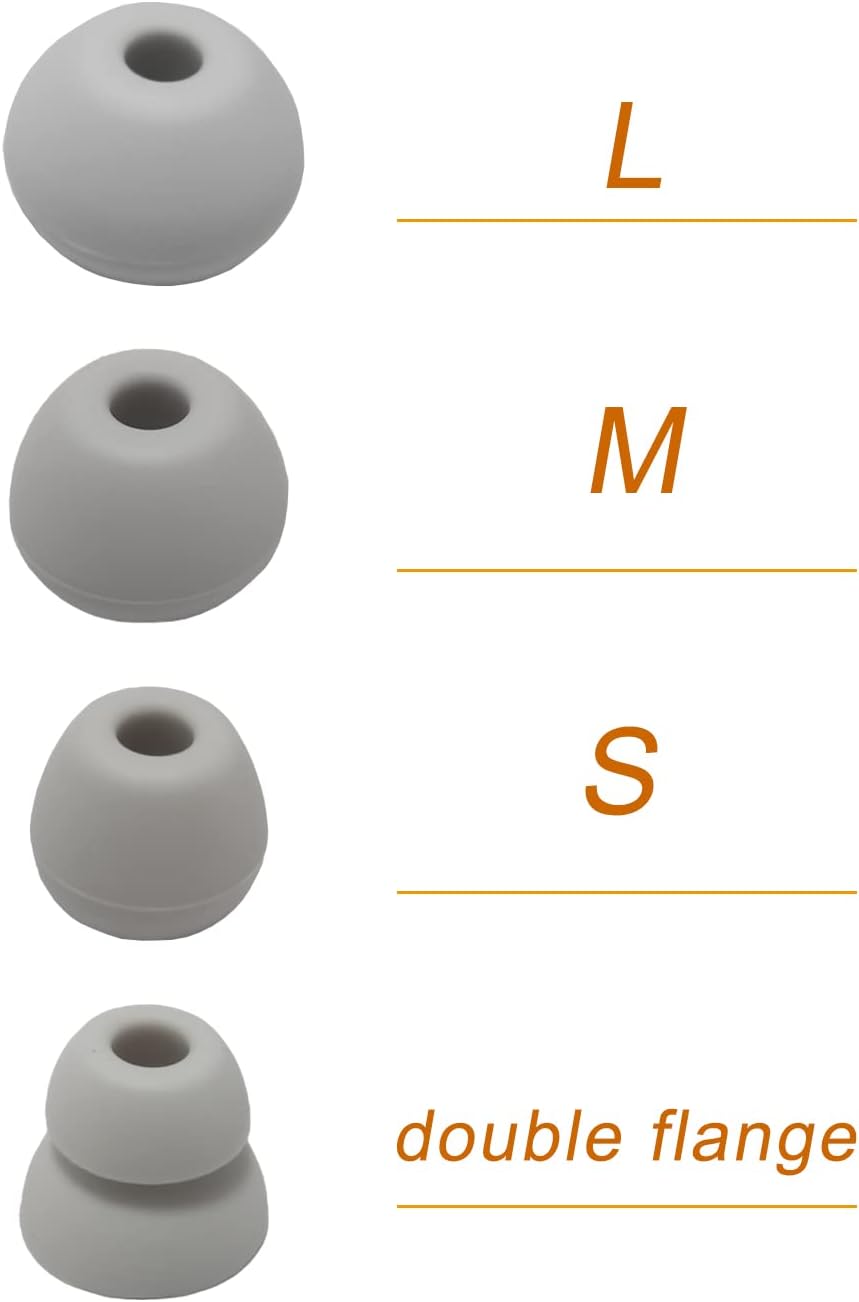 Silicone Earbuds Tips for Powerbeats Pro, Powerbeats 4 & 2 & 3 Beats Flex Replacement Eartips 8 Pairs L/M/S Double Flange Rubber Powerbeats Ear Tips Gray White