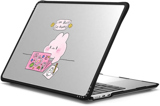 CASETiFY Impact MacBook Air 13.6" (M2-M4) Case [Cushioned Impact Corners/Scratch-Resistant/Anti-Slip Grip] - I'm Busy - Clear Black