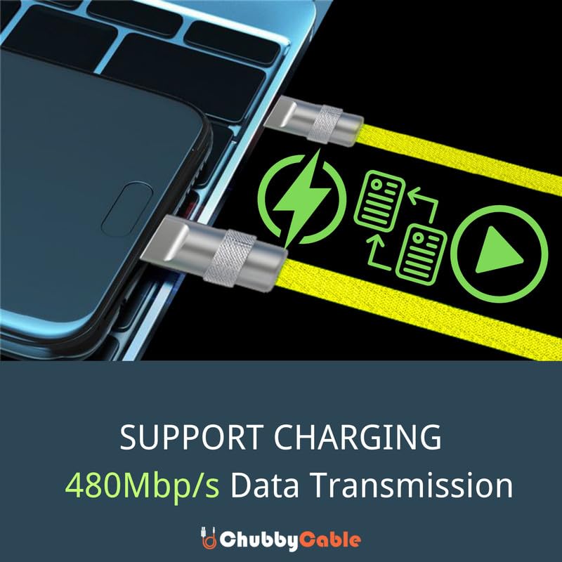 chubbycable Colorblock Chubby - Spring Braided Silicone Charge Cable Coiled USB C Cable Fast Charging Type C Charger Cord for Car, Green+Purple, USB-A to Type-C, 2.29FT-3.6FT