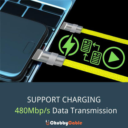 chubbycable Colorblock Chubby - Spring Braided Silicone Charge Cable Coiled USB C Cable Fast Charging Type C Charger Cord for Car, Green+Black, USB-A to Type-C, 2.29FT-3.6FT