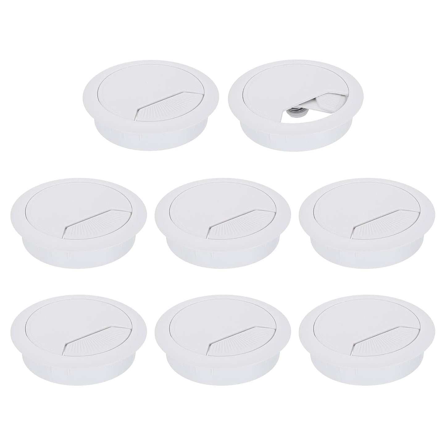 uxcell 8 Pcs 60mm (2.36 Inch) Desk Grommet, Plastic Cable Hole Cover, Wire Cord Cable Organizer for Home Office Computer Desk Cabinet, White