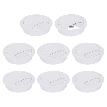 uxcell 8 Pcs 60mm (2.36 Inch) Desk Grommet, Plastic Cable Hole Cover, Wire Cord Cable Organizer for Home Office Computer Desk Cabinet, White