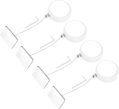 MECCANIXITY 3.3ft Retractable Cable Lock with Square Patch Remote Control Security Lock with Adjustable Cord Tether Anti Theft for Laptop, TV, 150 G, White, 4 Pack