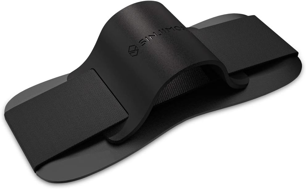 Sinjimoru Phone Grip with Silicone Band – Comfortable One-Hand Holder & Kickstand for Smartphones, Tablets, and eReaders for iPhone, Android, and Kindle Sinji Grip Silicone Black