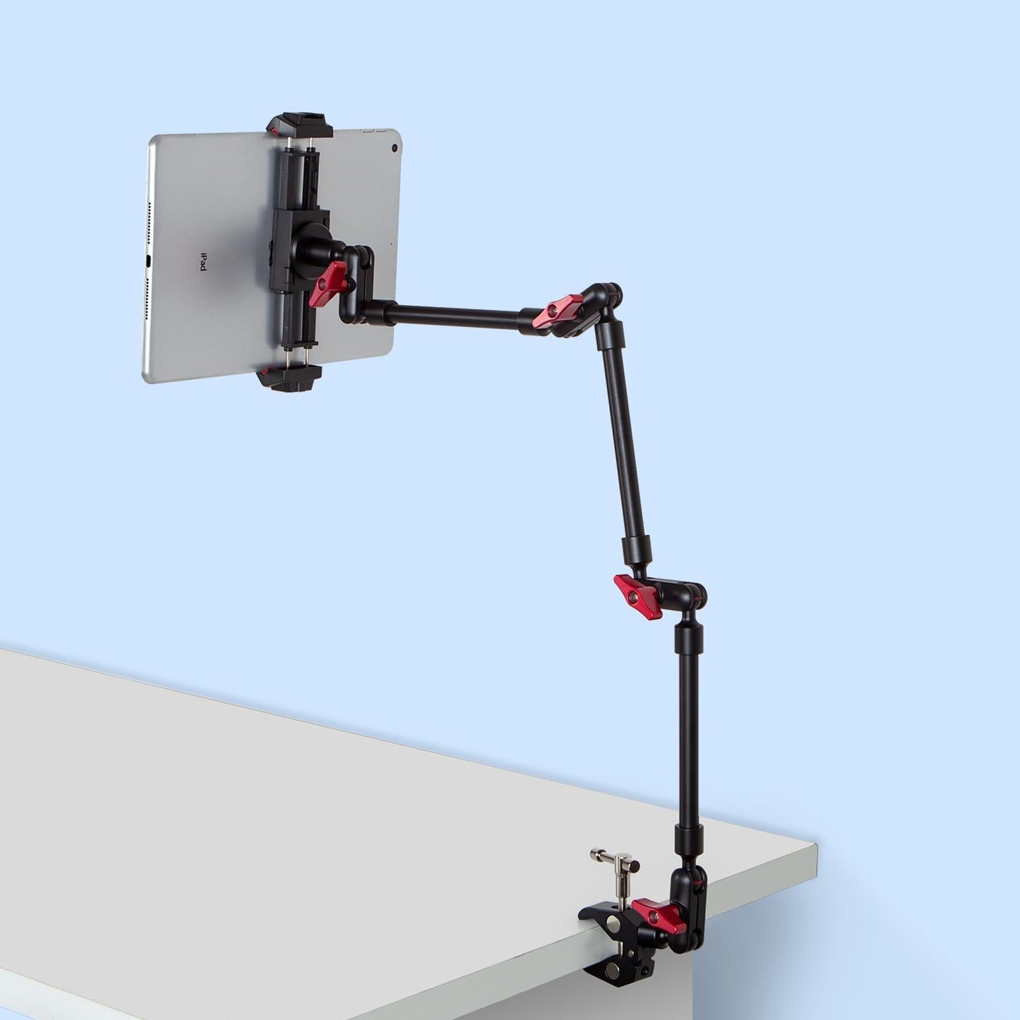 Adjustable Articulating Magic Arm with Clamp and Phone Holder Clip for Desk Mount, Desk Stand, Cell Phone Tripod