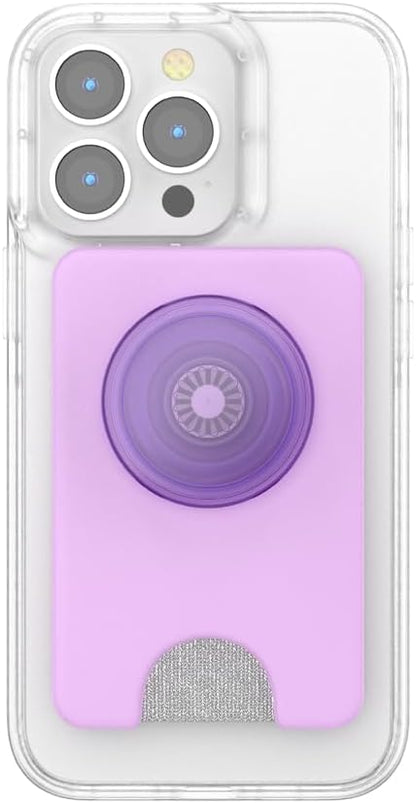 PopSockets Phone Wallet with Expanding Grip and Adapter Ring for MagSafe, Phone Card Holder, Wireless Charging Compatible, Wallet Compatible with MagSafe - Lavender