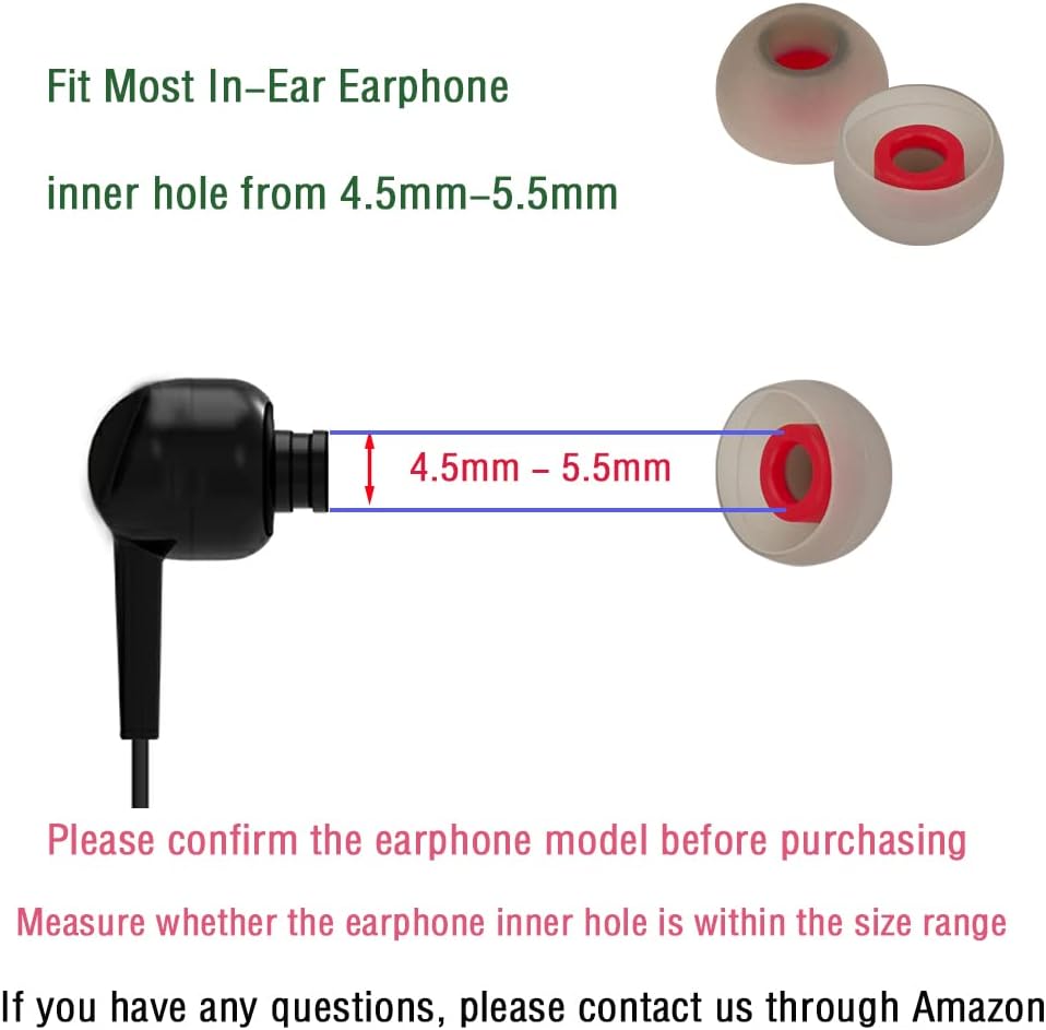 Replacement Earbud Tips Silicone Ear Tips for in- Ear Headphones Rubber Tips Ear Bud Tips,10 Pairs Large