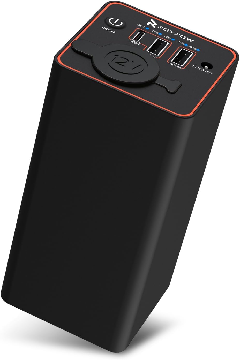 RoyPow 30W PD Portable Charger with 12V/10A Cigarette Lighter Socket, 86.58Wh USB C Laptop Power Bank, 18W QC& 12V DC External Battery Pack, Perfect for MacBook Air iPad Phone Dash Cam or Camping