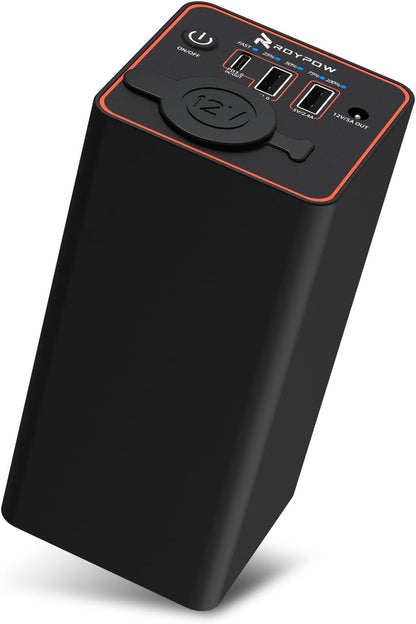 RoyPow 30W PD Portable Charger with 12V/10A Cigarette Lighter Socket, 86.58Wh USB C Laptop Power Bank, 18W QC& 12V DC External Battery Pack, Perfect for MacBook Air iPad Phone Dash Cam or Camping