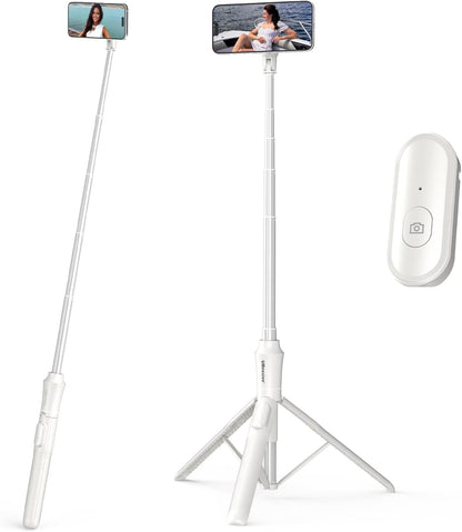 UBeesize 62'' Magnetic Selfie Stick Phone Tripod with Wireless Remote, Extendable Cell Phone Tripod Stand, Compatible with MagSafe, Cellphone Tripod for iPhone 15 14 13 12 and Android Phones White