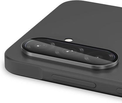 for Samsung Galaxy A36/A56 Camera Lens Protector, Individual Metal Ring Tempered Glass Lens Cover, [Strong Adsorption] Scratch Resistant Ultra-Thin HD Clear Lens Cover, 1 Set-Black