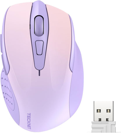 TECKNET Wireless Mouse, 2.4G Ergonomic Optical Mouse, Computer Mouse for Laptop, PC, Computer, Chromebook, Notebook, 6 Buttons, 24 Months Battery Life, 4000 DPI, 6 Adjustment Levels
