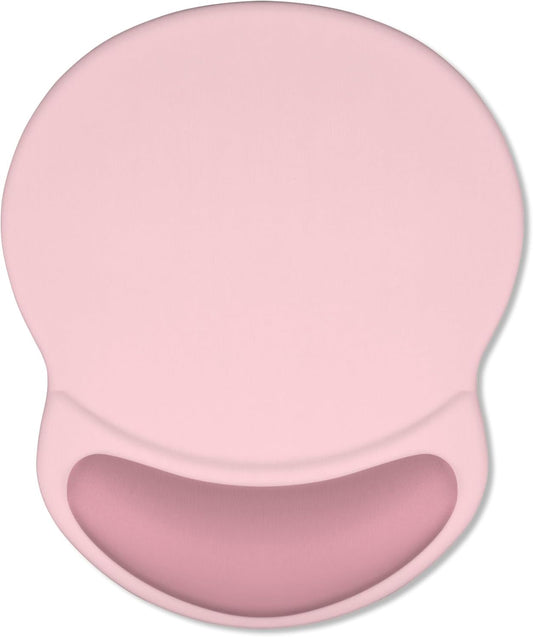 ITNRSIIET Ergonomic Mouse Pad with Comfort Gel Wrist Rest, Non-Slip PU Base, Smooth Textured Surface, Reduces Hand Fatigue & Wrist Pain, 8.7 x 7.2 Inch for Office Gaming Home, Pink Accent