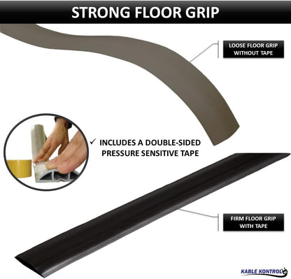 Kable Kontrol Floor Cord Cover kit - 6 Feet Long Gray Plastic Cable Protector, Hides Cords and Conceals Wires, for Extension Cord Cable Management, Channel Size 0.75” W x 0.43” H