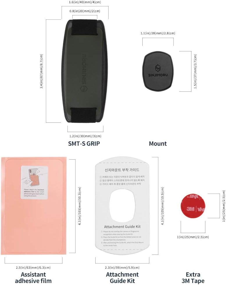 Sinjimoru Detachable Phone Grip Kickstand for Wireless Charging Compatible Phone Finger Holder for iPhone & Smartphones. Sinji Mount S-Grip Olive Grey