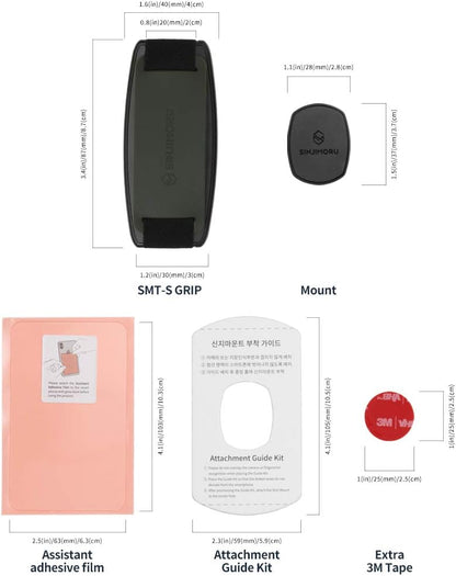 Sinjimoru Detachable Phone Grip Kickstand for Wireless Charging Compatible Phone Finger Holder for iPhone & Smartphones. Sinji Mount S-Grip Olive Grey