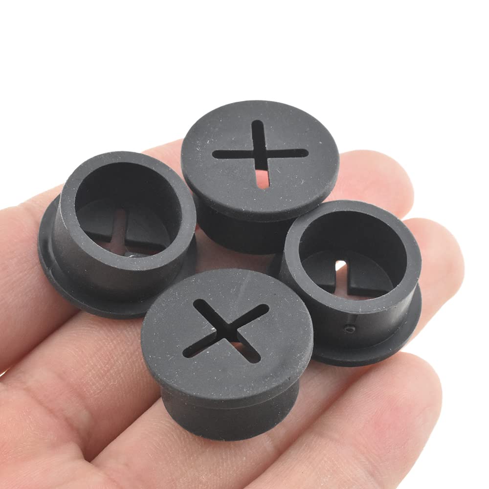 HAHIYO 4Pcs 0.8Inch/20mm Black Flexible Rubber Desk Grommet Wire Grommet Cable Management Cord Hole Cover Desk Wire Hole Insert Wire Organizer for Computer Office Home School Equipment Systems