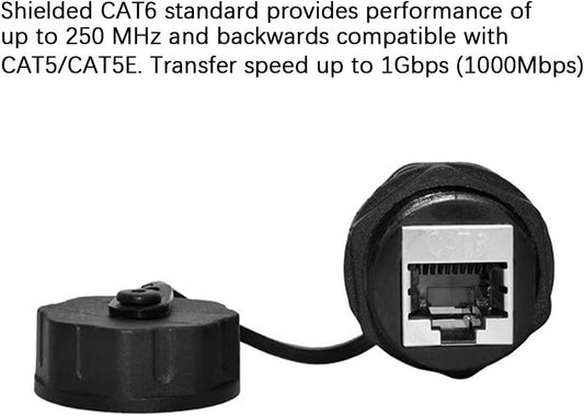 10PCS Panel Mounting Shielded CAT6 RJ45 Waterproof Connector Cat5/5e/6 8P8C Ethernet LAN Cable Coupler Double Head Adapter with Waterproof/Dust Cap