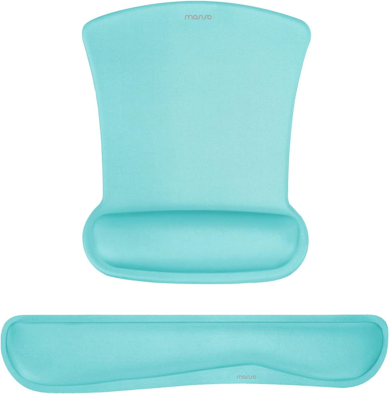 MOSISO Wrist Rest Support for Mouse Pad & Keyboard Set, Ergonomic Mousepad Non-Slip Base Home/Office Pain Relief & Easy Typing Cushion with Neoprene Cloth & Raised Memory Foam, Turquoise
